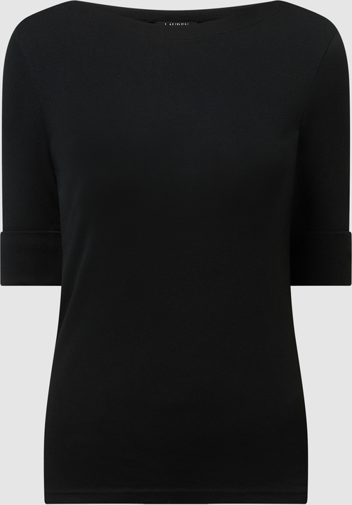 Czarna bluzka Ralph Lauren w stylu casual z okrągłym dekoltem z bawełny