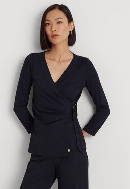 Czarna bluzka Ralph Lauren z dekoltem w kształcie litery v w stylu casual