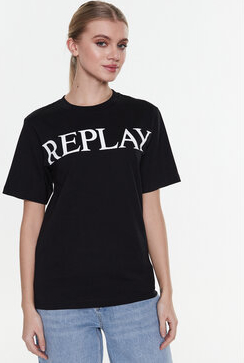 Czarna bluzka Replay z okrągłym dekoltem