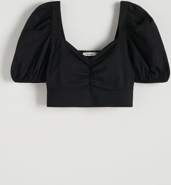 Czarna bluzka Reserved w stylu casual z długim rękawem