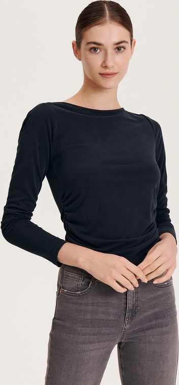 Czarna bluzka Reserved w stylu casual z długim rękawem
