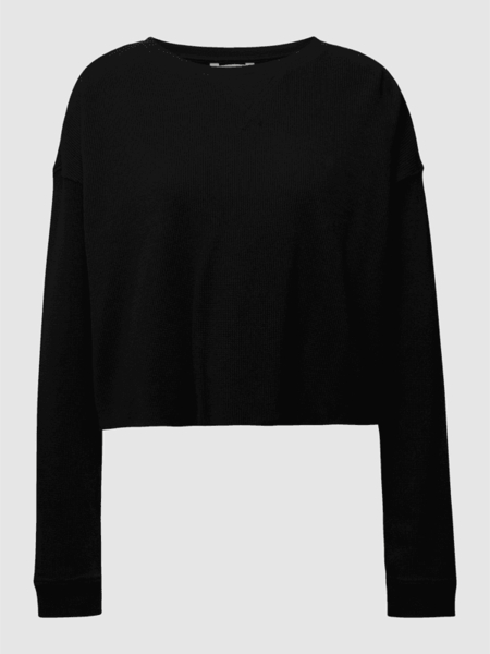 Czarna bluzka Review z długim rękawem z bawełny z okrągłym dekoltem