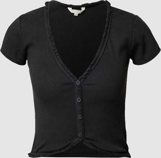 Czarna bluzka Review z krótkim rękawem z bawełny w stylu casual