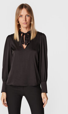 Czarna bluzka Rinascimento z długim rękawem z dekoltem w kształcie litery v