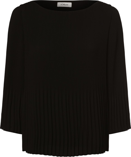 Czarna bluzka S.Oliver Black Label w stylu casual z okrągłym dekoltem z długim rękawem
