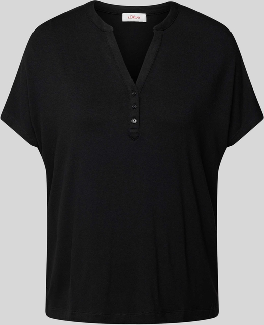 Czarna bluzka S.Oliver z krótkim rękawem w stylu casual