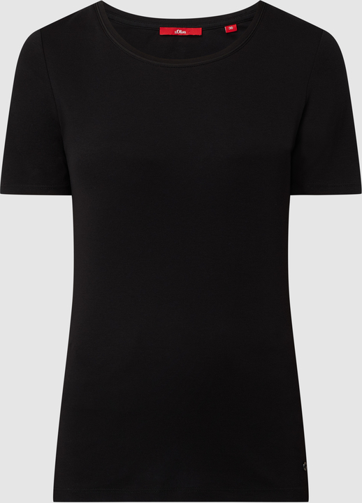 Czarna bluzka S.Oliver z okrągłym dekoltem w stylu casual z bawełny