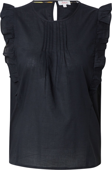 Czarna bluzka S.Oliver z okrągłym dekoltem z bawełny