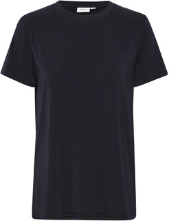 Czarna bluzka Saint Tropez z krótkim rękawem z okrągłym dekoltem w stylu casual