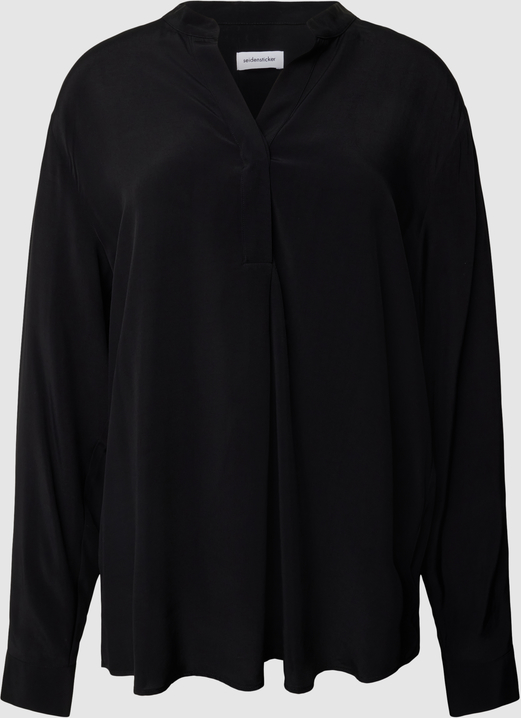 Czarna bluzka Seidensticker w stylu casual z bawełny