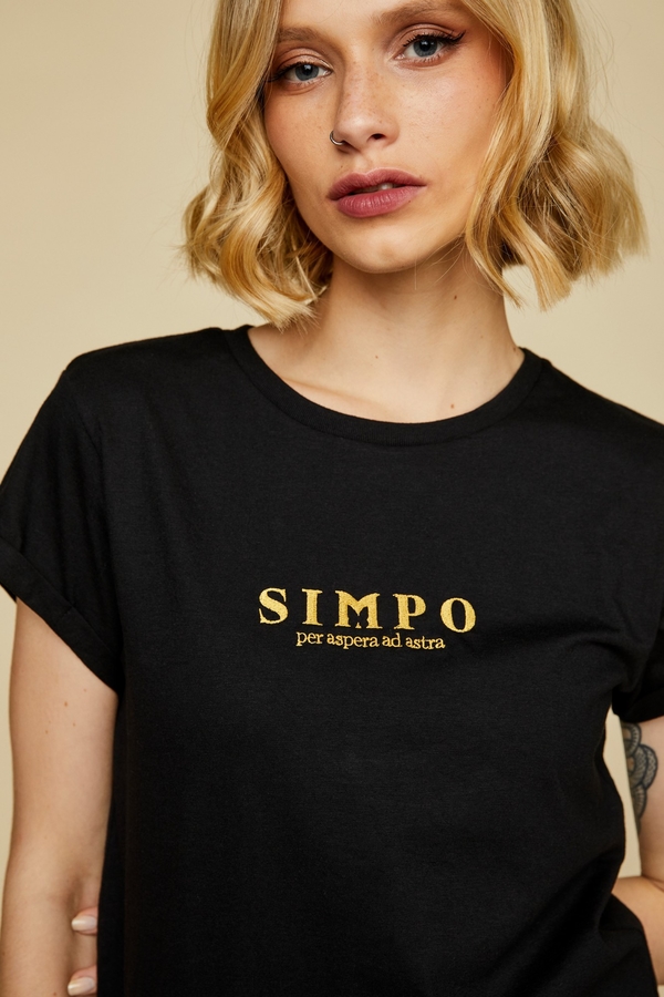 Czarna bluzka Simpo w młodzieżowym stylu