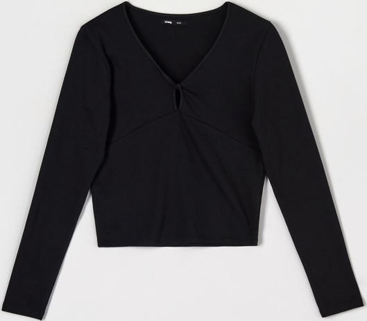 Czarna bluzka Sinsay z dekoltem w kształcie litery v w stylu casual