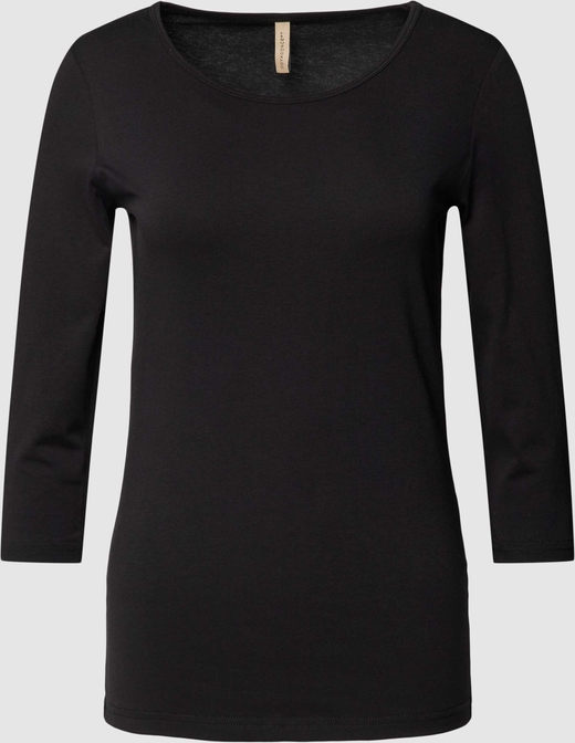 Czarna bluzka Soyaconcept z bawełny w stylu casual z okrągłym dekoltem