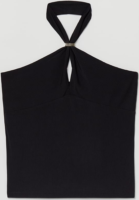 Czarna bluzka Stefanel z dekoltem w kształcie litery v bez rękawów w stylu casual