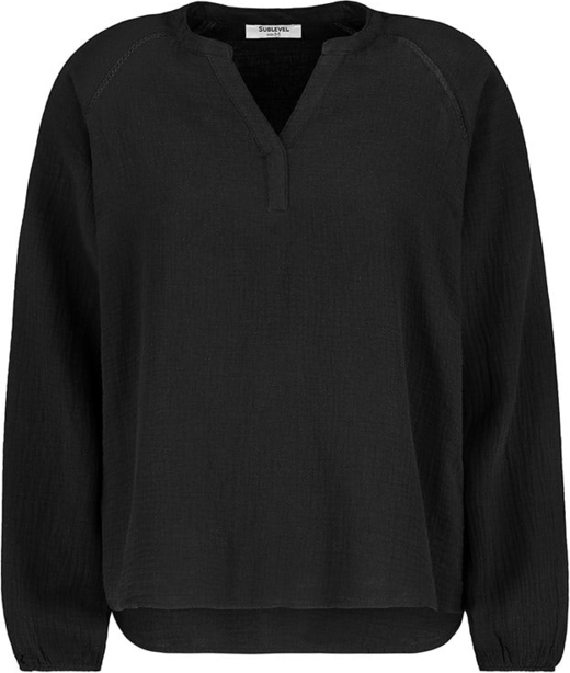 Czarna bluzka SUBLEVEL z dekoltem w kształcie litery v z bawełny w stylu casual