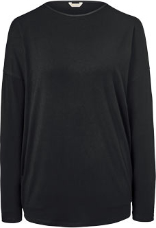 Czarna bluzka Tchibo z długim rękawem w stylu casual z okrągłym dekoltem