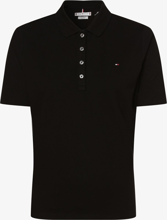 Czarna bluzka Tommy Hilfiger z dekoltem w kształcie litery v z krótkim rękawem