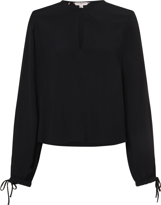 Czarna bluzka Tommy Hilfiger z długim rękawem w stylu casual z okrągłym dekoltem