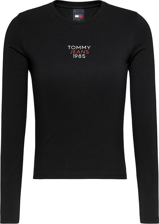 Czarna bluzka Tommy Jeans z bawełny z długim rękawem w stylu casual