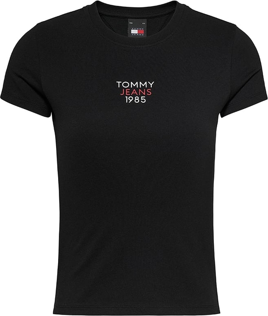 Czarna bluzka Tommy Jeans z krótkim rękawem w młodzieżowym stylu