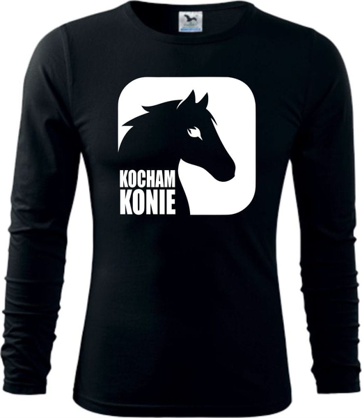 Czarna bluzka TopKoszulki.pl z długim rękawem z okrągłym dekoltem z bawełny