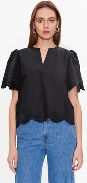Czarna bluzka Twinset z dekoltem w kształcie litery v z krótkim rękawem