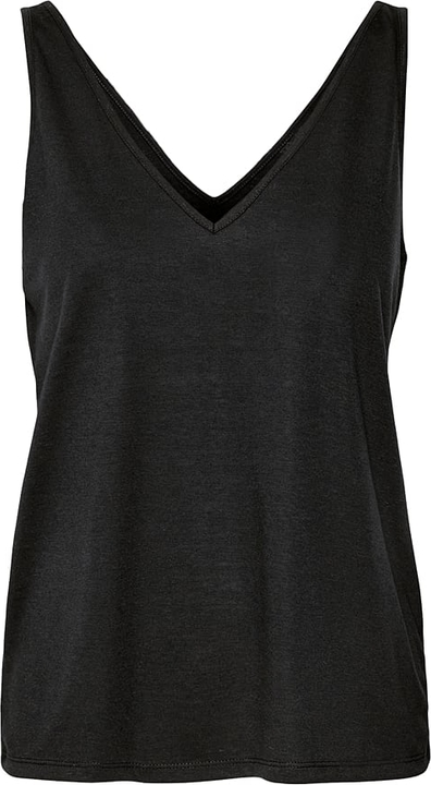 Czarna bluzka Vero Moda w stylu casual z dekoltem w kształcie litery v z lnu
