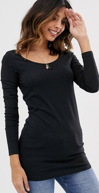 Czarna bluzka Vero Moda z długim rękawem w stylu casual