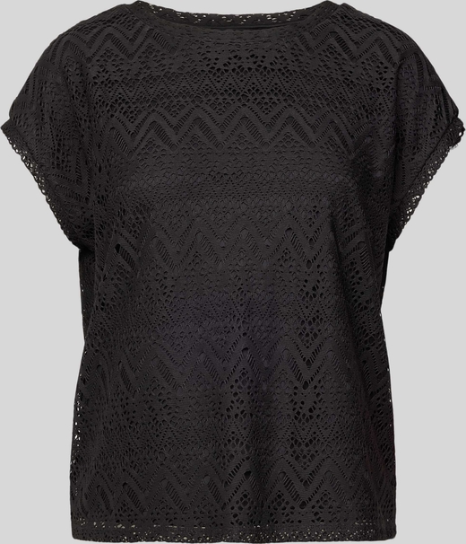 Czarna bluzka Vero Moda z krótkim rękawem z okrągłym dekoltem z bawełny