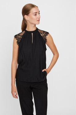 Czarna bluzka Vero Moda z okrągłym dekoltem
