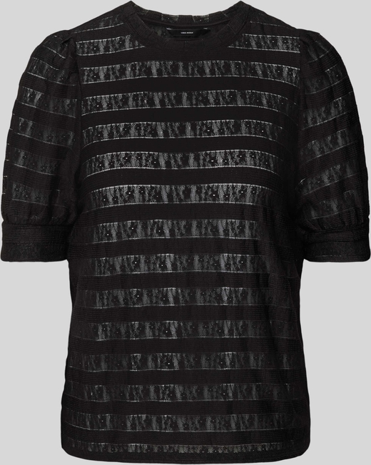 Czarna bluzka Vero Moda z okrągłym dekoltem w młodzieżowym stylu z krótkim rękawem