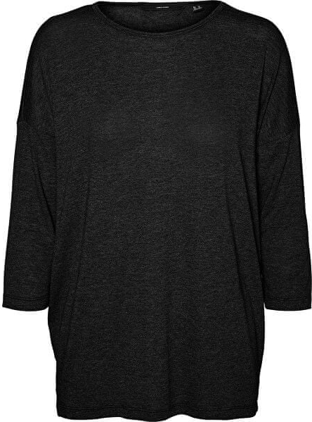 Czarna bluzka Vero Moda z okrągłym dekoltem z długim rękawem w stylu casual