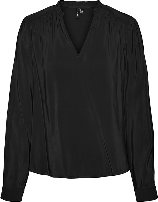 Czarna bluzka Vero Moda z satyny z długim rękawem