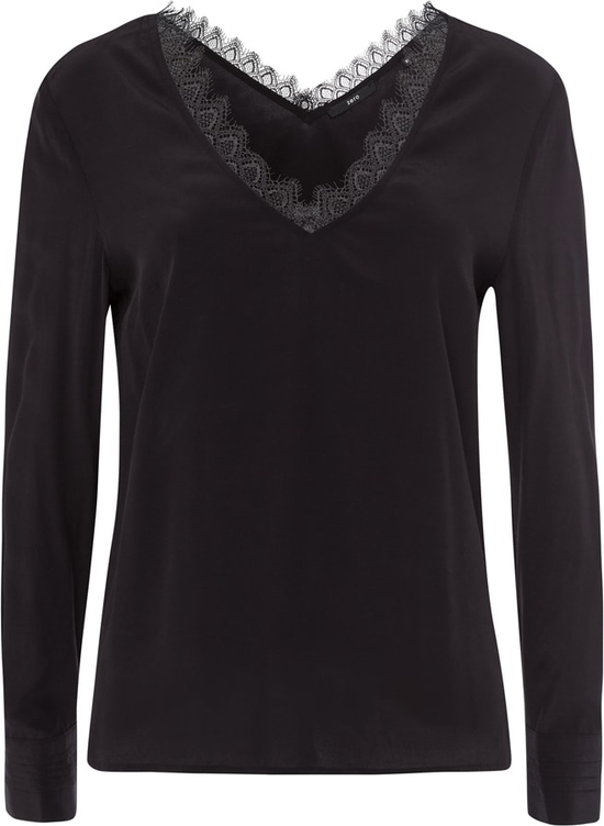 Czarna bluzka Zero w stylu casual z dekoltem w kształcie litery v