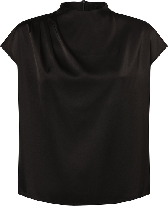 Czarna bluzka Zero z krótkim rękawem z okrągłym dekoltem w stylu casual