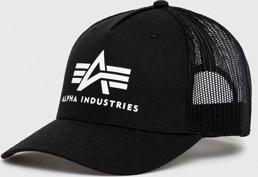 Czarna czapka Alpha Industries z nadrukiem