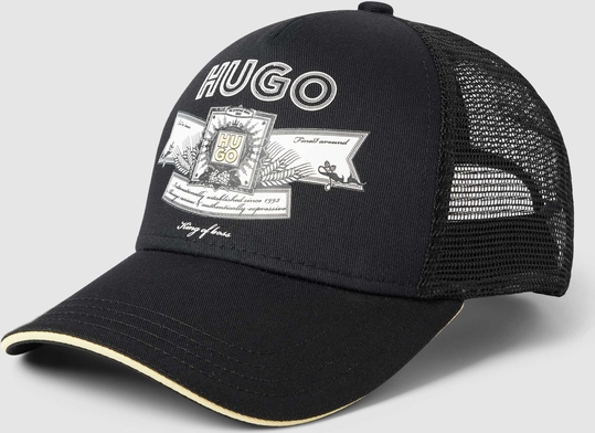 Czarna czapka Hugo Boss z nadrukiem