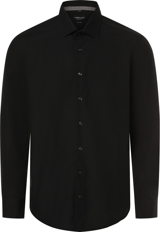 Czarna koszula Andrew James w stylu casual z bawełny z długim rękawem