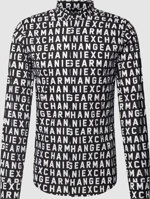 Czarna koszula Armani Exchange w stylu casual z bawełny z długim rękawem