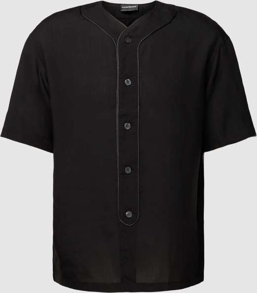 Czarna koszula Emporio Armani w stylu casual z krótkim rękawem z klasycznym kołnierzykiem