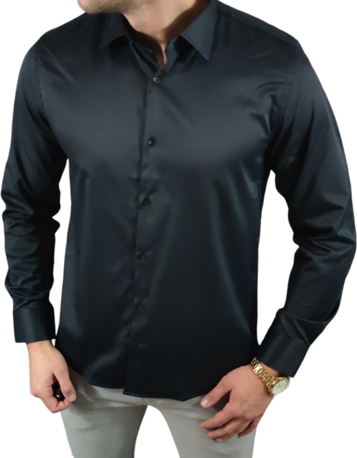 Czarna koszula Espada Men’s Wear w stylu casual z bawełny z klasycznym kołnierzykiem