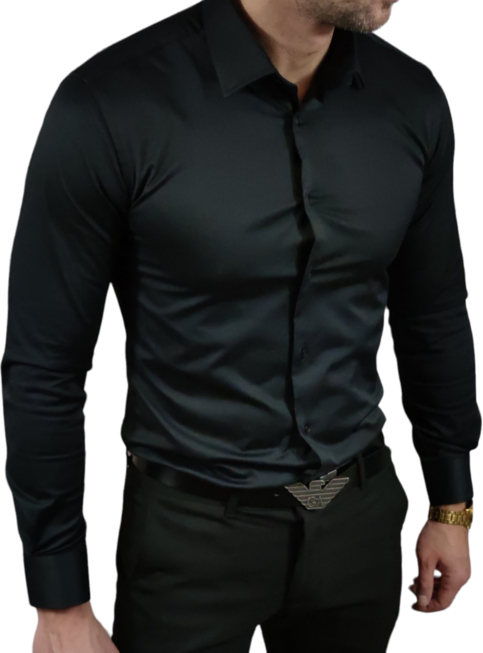 Czarna koszula Espada Men’s Wear z długim rękawem z klasycznym kołnierzykiem