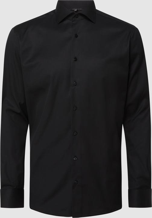 Czarna koszula Eterna z bawełny z długim rękawem