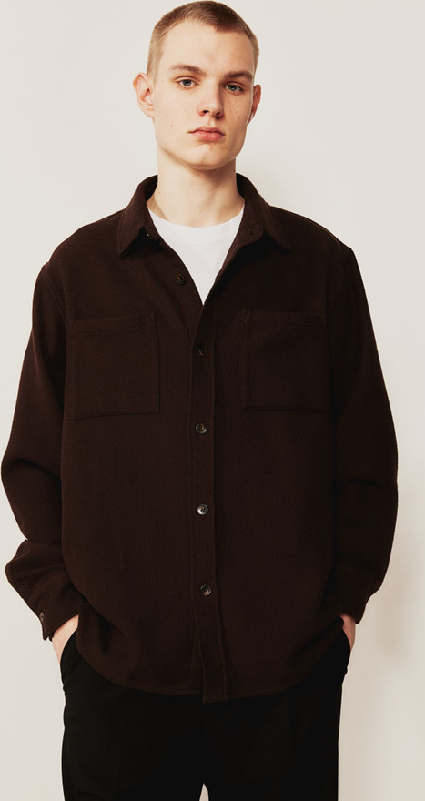 Czarna koszula H & M w stylu casual z tkaniny z długim rękawem