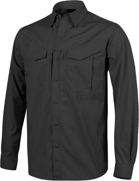 Czarna koszula HELIKON-TEX z długim rękawem z klasycznym kołnierzykiem z bawełny