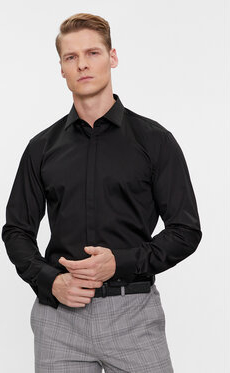 Czarna koszula Hugo Boss w stylu casual z długim rękawem