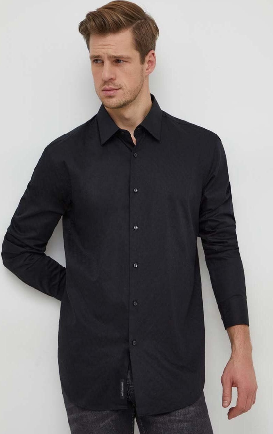 Czarna koszula Hugo Boss z bawełny w stylu casual z długim rękawem