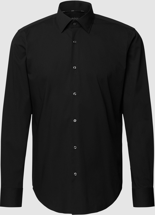 Czarna koszula Hugo Boss z bawełny z klasycznym kołnierzykiem z długim rękawem