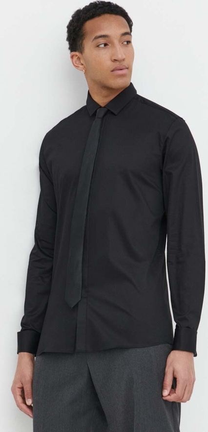 Czarna koszula Hugo Boss z długim rękawem