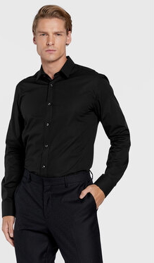 Czarna koszula Hugo Boss z długim rękawem w stylu casual z klasycznym kołnierzykiem